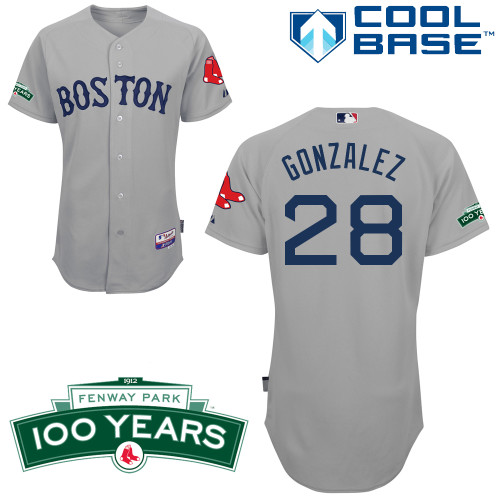 2012 Baseball Boston Red Sox 28 Spain Adrian Gonzalez Gray MLB Jersey Fenway Park 100th Anniversary Patch 2012 Baseball Boston Red Sox 28 Spain Adrian Gonzalez Gray MLB Jersey Fenway Park 100th Anniversary Patch